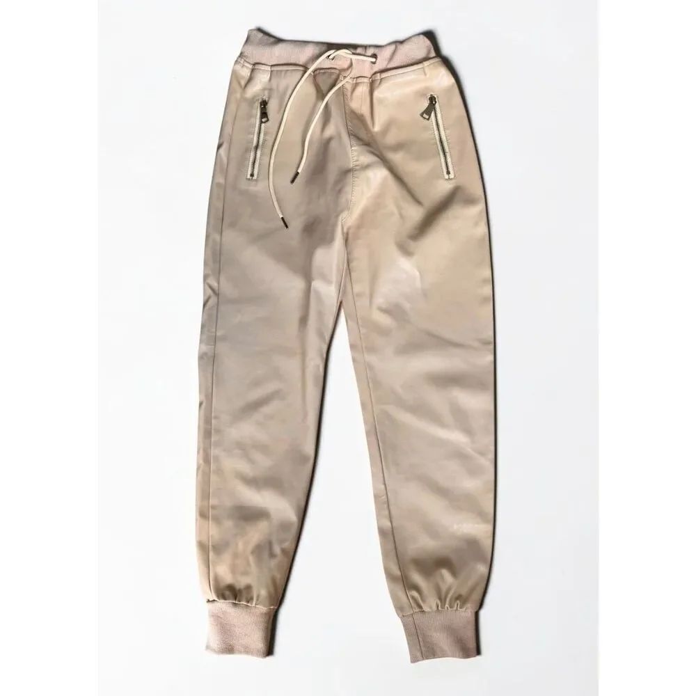 Venti6 On The Go Faux Leather Joggers Cream Blush Pink Size S Style 50227